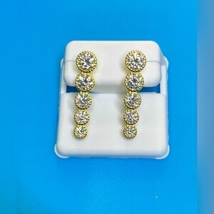 🆕 Gold over .925 sterling silver, Moissanite, dangle earrings